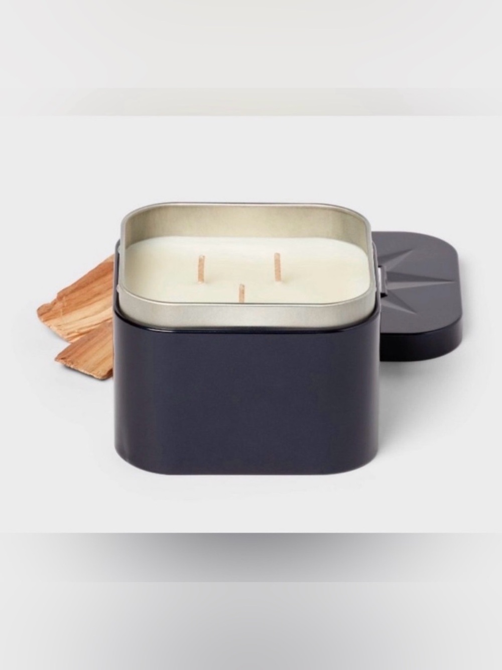 Threshold 3 wick lidded metal tin candle alpine santal 12 oz